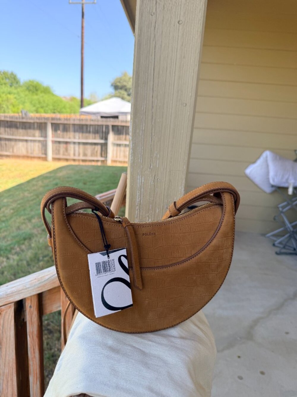 Polene numero dix w/dust bag (Crocodile Nubuck Cinnamon)